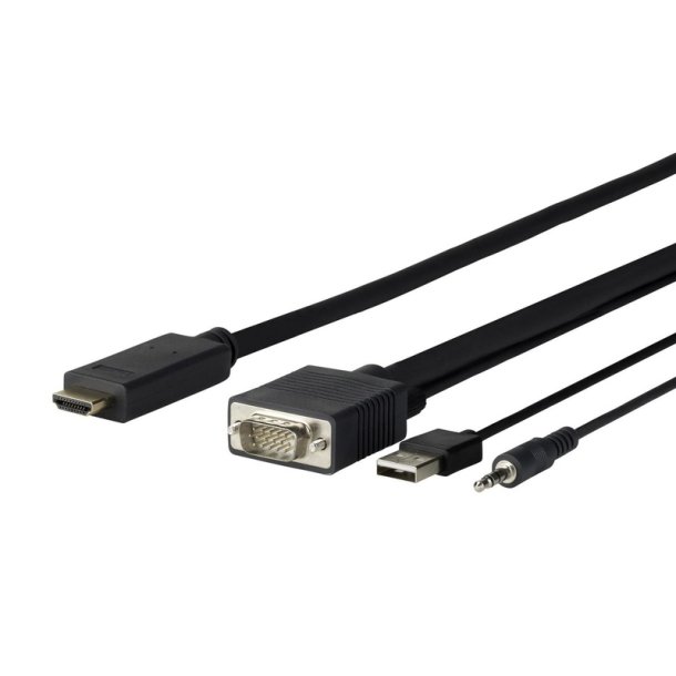 Vivolink - PROVGAHDMI3 - Straight - Gold - 3 m - HDMI Type A (Standard) - VGA (D-Sub) + 3.5mm + USB Type-A - Male