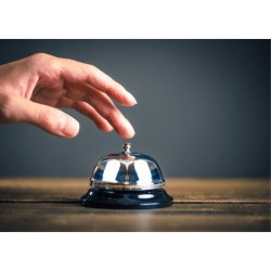 Wedo Receptionsklokke - klar og hj ringetone - 8,5x6cm - sort og slv