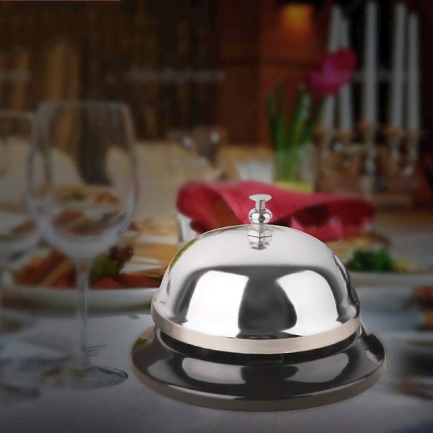 Wedo Receptionsklokke - klar og hj ringetone - 8,5x6cm - sort og slv