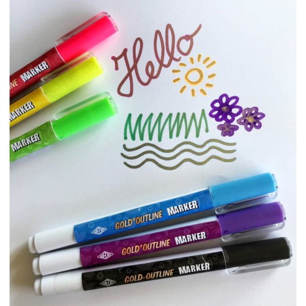 Wedo Kreative outliner pennest - Guld med 6 farver med kant