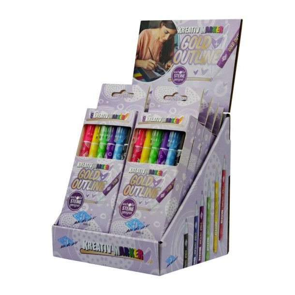 Wedo Kreative outliner pennest - Guld med 6 farver med kant