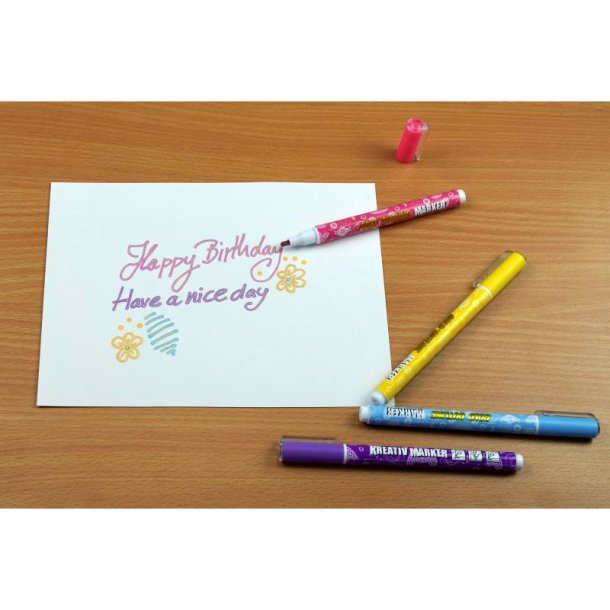 Wedo Kreative outliner pennest - Guld med 6 farver med kant