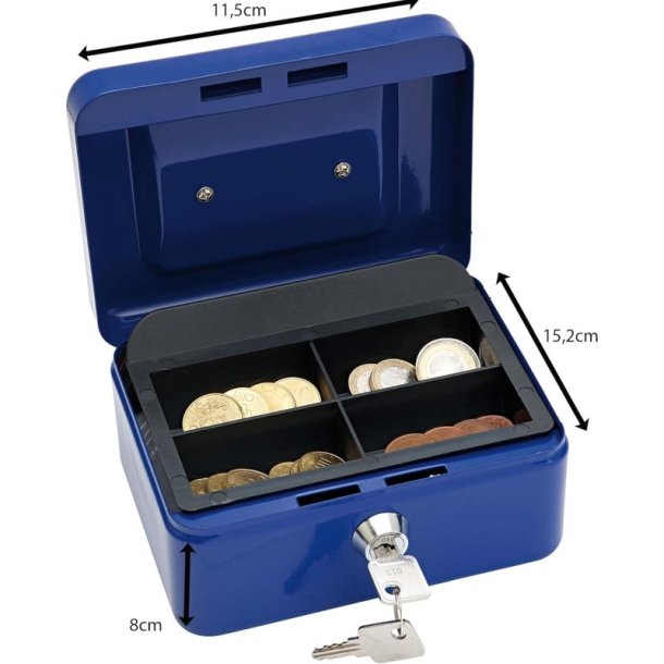 Wedo 701 bl Pengekasse med mntbakke - nglels - 15x12x8cm