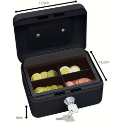 Wedo 701 sort Pengekasse med mntbakke - nglels - 15x12x8cm