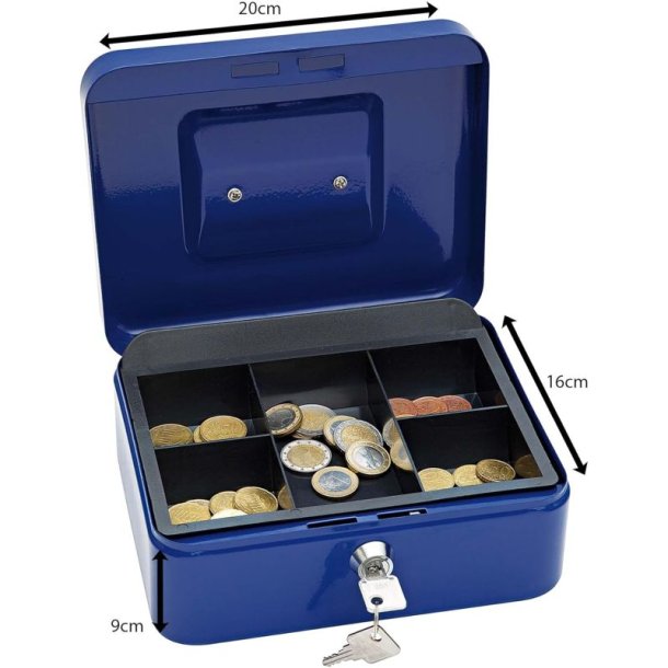 Wedo 702 bl Pengekasse med mntbakke - nglels - 20x16x9cm