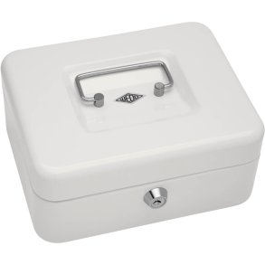 Wedo 702 hvid Pengekasse med mntbakke - nglels - 20x16x9cm