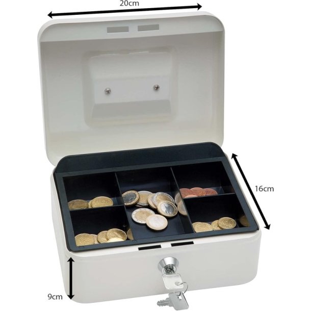 Wedo 702 sort Pengekasse med mntbakke - nglels - 20x16x9cm