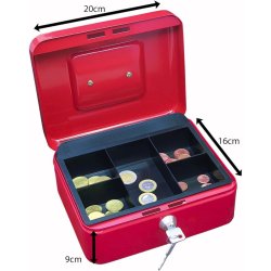 Wedo 702 rd Pengekasse med mntbakke - nglels - 20x16x9cm