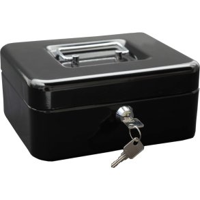 Wedo 702 sort Pengekasse med mntbakke - nglels - 20x16x9cm