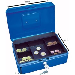 Wedo 703 bl Pengekasse med mntbakke - nglels - 25x18x9cm