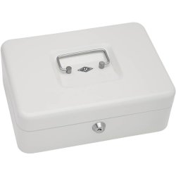 Wedo 703 hvid Pengekasse med mntbakke - nglels - 25x18x9cm