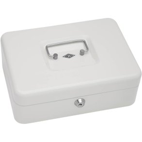 Wedo 703 hvid Pengekasse med mntbakke - nglels - 25x18x9cm