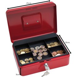 Wedo 703 rd Pengekasse med mntbakke - nglels - 25x18x9cm