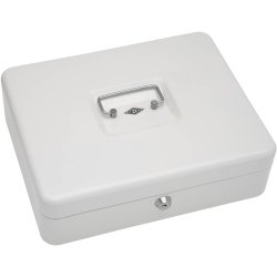 Wedo 704 hvid Pengekasse med mntbakke - nglels - 30x24x9cm