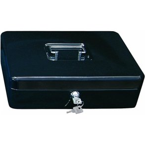 Wedo 704 sort Pengekasse med mntbakke - nglels - 30x24x9cm