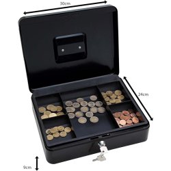 Wedo 704 sort Pengekasse med mntbakke - nglels - 30x24x9cm