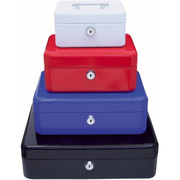 Wedo 704 hvid Pengekasse med mntbakke - nglels - 30x24x9cm