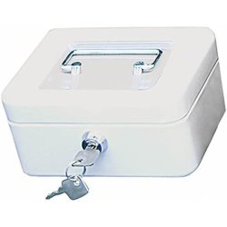 Wedo 701 hvid Pengekasse med mntbakke - nglels - 15x12x8cm