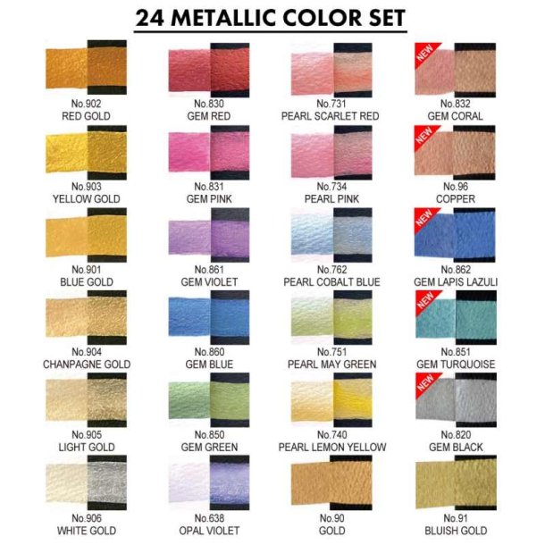 ZIG Gansai Tambi Aquarell 24 &ndash; metallic akvarel farves�t