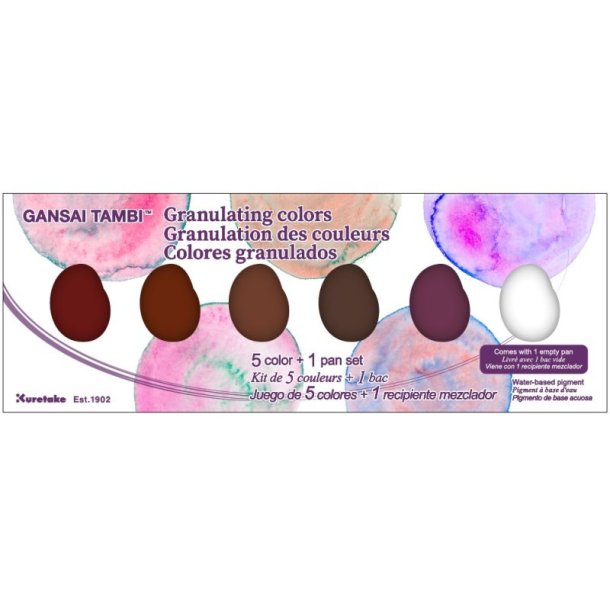 ZIG Gansai Tambi Granulating &ndash; s�t med 5 akvarel farver