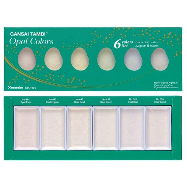 ZIG Gansai Tambi Opal farver 6 - med 6 stk. Opal akvarel farver