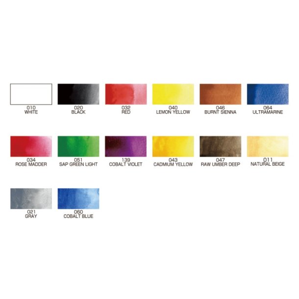 ZIG Gansai Tambi - Brbart st - med 14 akvarel farver + vandpensel