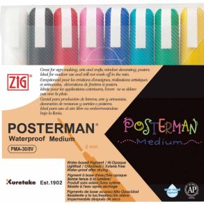 ZIG posterman Marker vandafvis - 2mm kridtmarkerst 8 farver