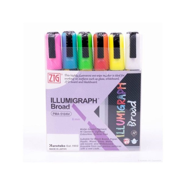 ZIG Illumigraph 6mm - St - 6 farver