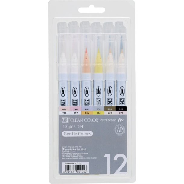 ZIG Clean Color Pensel - Pen - blde farver - 12 stk.