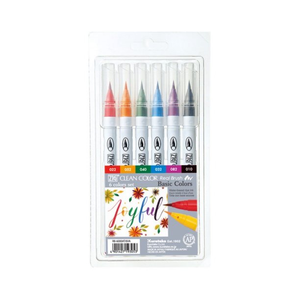 ZIG Clean Color Pensel - Pen St - med 6 stk.