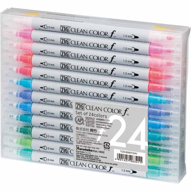 ZIG Clean Color Pen - Fin - St - med 24 farver