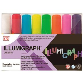 ZIG Illumigraph Marker wet-wipe - 15mm - kridtmarkers�t 8 farver