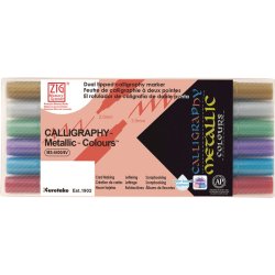 ZIG Kuretake calligraphy st - dualtip 2/3,5mm Metallic 6 farver