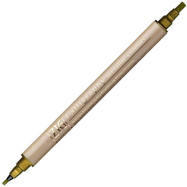 ZIG Kuretake calligraphy pen - Dualtip 2/3,5mm Metallic guld