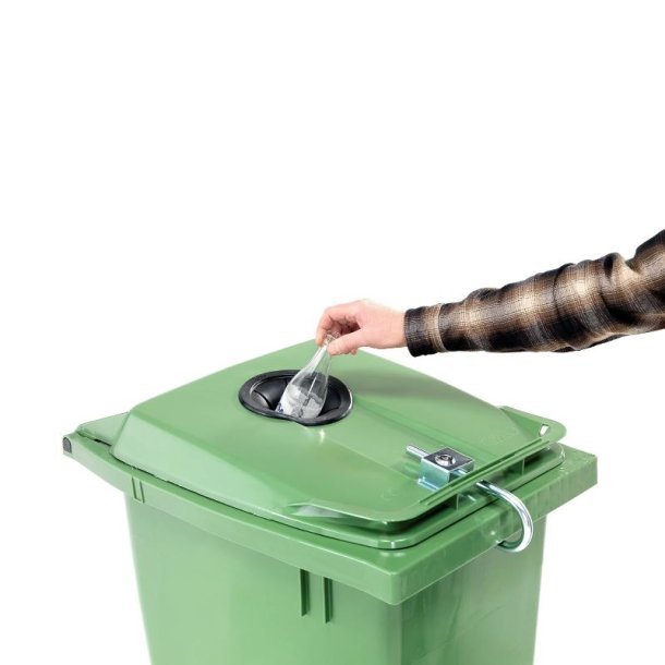 Affaldsbeholder - 190 Liter - rund bning - Dse/Flaske indkast - til inde og ude - ls - grn