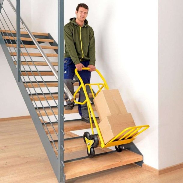 Skkevogn til Trapper - Kuglelejehjul - Stl - massive gummi hjul - 200 kg