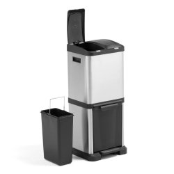 Affalds sorteringsmodul - 3 beholdere - 1x16 Liter/2x8 liter - fodpedal - Slv/Sort