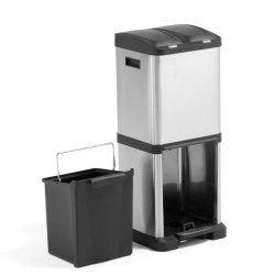 Affalds sorteringsmodul - 3 beholdere - 1x16 Liter/2x8 liter - fodpedal - Slv/Sort