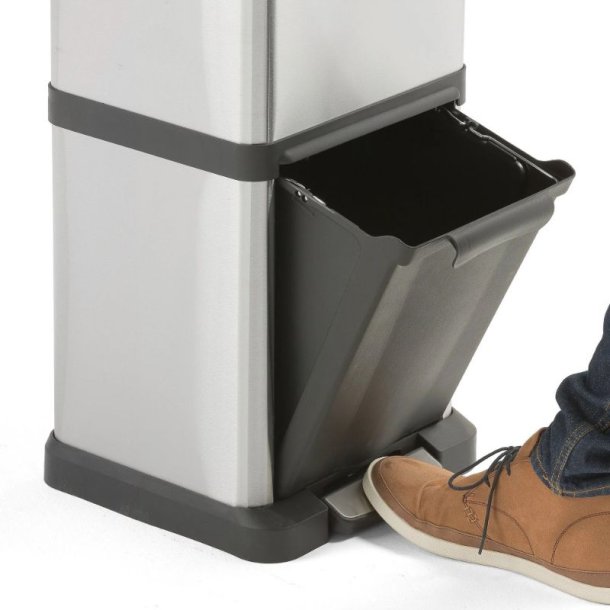 Affalds sorteringsmodul - 3 beholdere - 1x16 Liter/2x8 liter - fodpedal - Slv/Sort