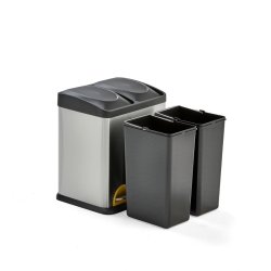 Pedalspand - 2x15 liter - udtagelig inder beholder - Hygiejnisk - Farvekodede pedaler - Rustfri