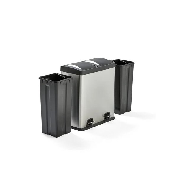 Pedalspand - 2x30 liter - udtagelig inder beholder - Hygiejnisk - Rustfri stl