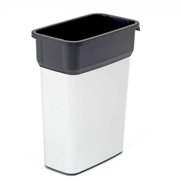 Affaldsbeholder - 55 Liter - plast - hndtag - til inde og ude brug - Slv/Sort