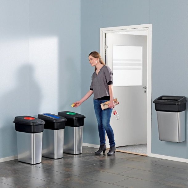 Lg - til 55 liters affaldsbeholder - rund bning - grn/sort