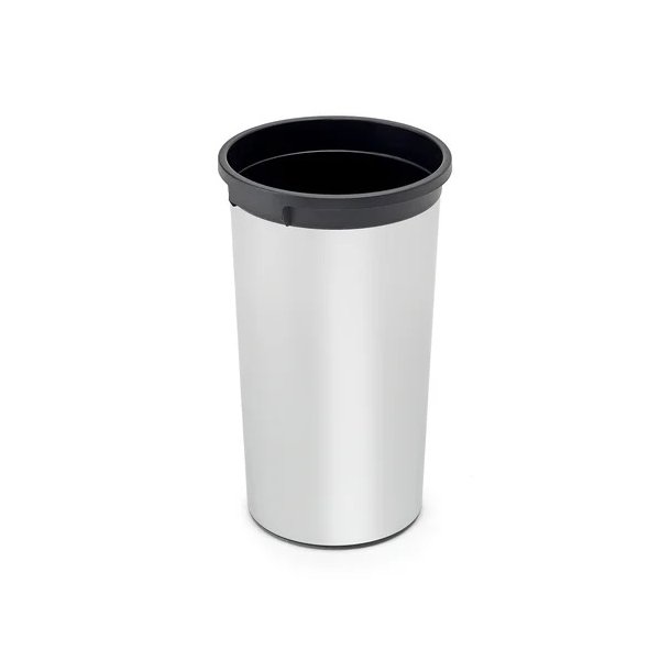 Affaldsbeholder - 50 Liter - plast - rund - til inde og ude brug - Slv/Sort