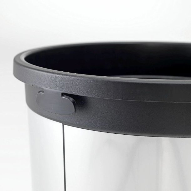 Affaldsbeholder - 50 Liter - plast - rund - til inde og ude brug - Slv/Sort