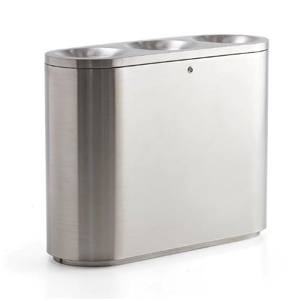 Affalds sorteringsmodul - 3 beholdere - 3x48 Liter - Rustfrit stl - Slv
