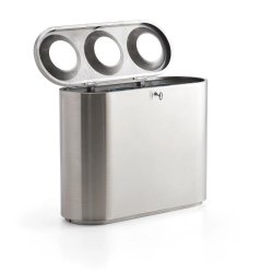 Affalds sorteringsmodul - 3 beholdere - 3x48 Liter - Rustfrit stl - Slv