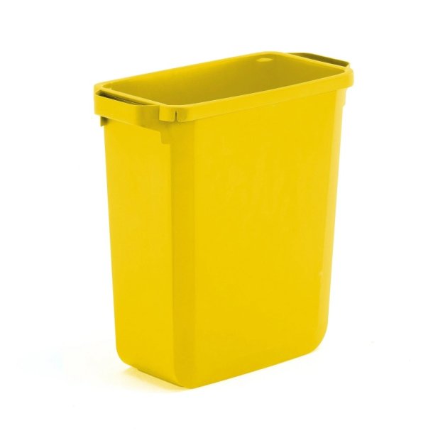 Affaldsspand - 60 Liter - plast - Dobbelt hndtag - til inde og ude brug - Stabelbar - gul
