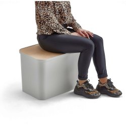 Affaldssorteringsboks med sde - hvid genanvendt plast - birke lg - 3 inder beholdere - 76 liter