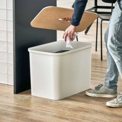 Affaldssorteringsboks med sde - hvid genanvendt plast - birke lg - 3 inder beholdere - 76 liter